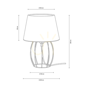 Merano asztali lámpa, 1xE27, Max. 25 W, fekete fém/fekete PVC kábel/szürke lámpaernyő, Ø20 cm small 3