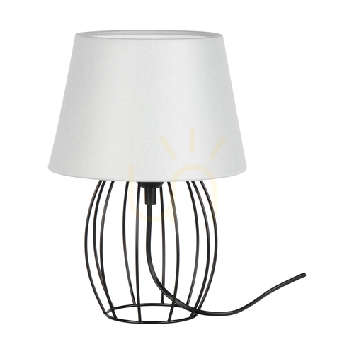 Jelölje be Merano asztali lámpa, 1xE27, Max. 25 W, fekete fém/fekete PVC kábel/szürke lámpaernyő, Ø20 cm