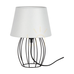 Merano asztali lámpa, 1xE27, Max. 25 W, fekete fém/fekete PVC kábel/szürke lámpaernyő, Ø20 cm small 0