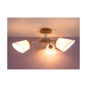Mette fa mennyezeti lámpa, 3xE27, Max. 40 W, olajozott tölgy/króm fém/fehér lámpaernyő, Ø70 cm small 3