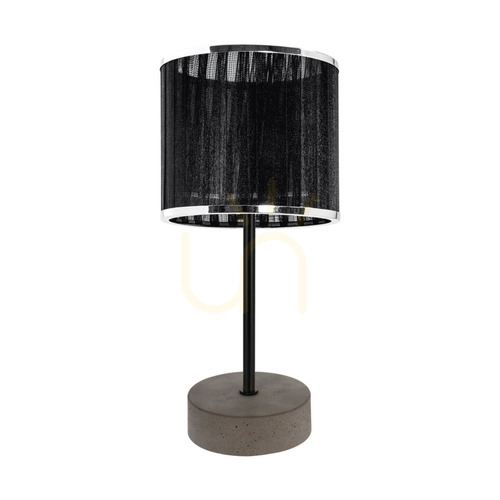 Jelölje be Mila asztali lámpa, 1xE14 (max.). 25 W, szürke beton / fekete fém / fekete PVC-kábel / fekete és króm lámpaernyő, Ø 14 cm