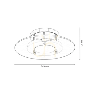 Minnesota mennyezeti lámpa, 1xLED, 3000K, 22 W, krómozott fém/fehér-átlátszó üveg, Ø45 cm small 3