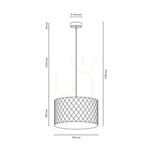 Mirabella függesztett lámpa, 1xE27, max.. 60 W-os, olajozott tölgyfa/antracit színű fonott kábel/barna lámpaernyő, Ø50 cm small 2