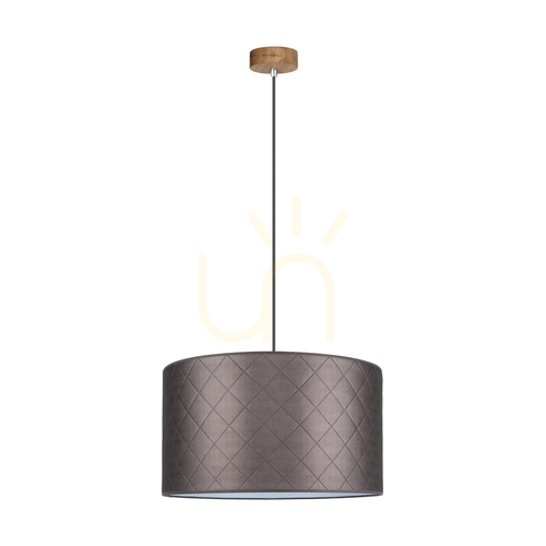 Jelölje be Mirabella függesztett lámpa, 1xE27, max.. 60 W-os, olajozott tölgyfa/antracit színű fonott kábel/barna lámpaernyő, Ø50 cm