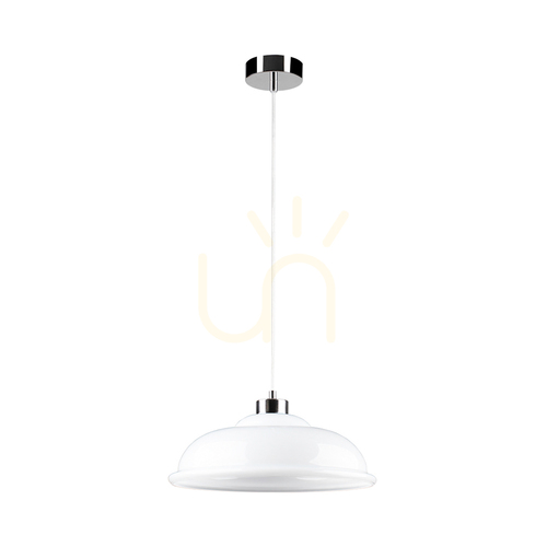Jelölje be Molde függesztett lámpa, 1xE27, Max. 60 W, krómozott fém / átlátszó PVC-kábel / fehér üvegburás lámpa, Ø34 cm