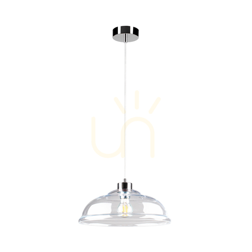 Jelölje be Molde függesztett lámpa, 1xE27, Max. 60 W, krómozott fém / átlátszó PVC-kábel / átlátszó üvegburás lámpa, Ø34 cm