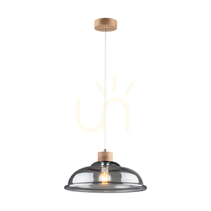 Molde függesztett lámpa, 1xE27, Max. 60 W, olajozott tölgy / átlátszó PVC-kábel / füstölt üveg lámpaernyő, Ø34 cm small 1