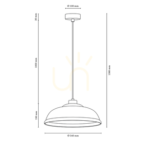 Molde függesztett lámpa, 1xE27, Max. 60 W, olajozott tölgy / átlátszó PVC-kábel / füstölt üveg lámpaernyő, Ø34 cm small 3