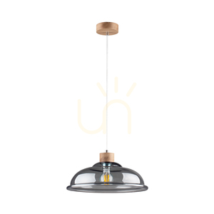 Molde függesztett lámpa, 1xE27, Max. 60 W, olajozott tölgy / átlátszó PVC-kábel / füstölt üveg lámpaernyő, Ø34 cm small 0