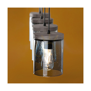 Monsun függesztett lámpa, 4xE27, max.. 60 W, szürkére pácolt fenyő / fekete PVC-kábel / füstölt üveg lámpaernyő, 100 cm small 2