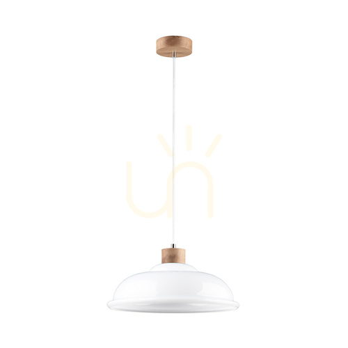 Jelölje be Molde függesztett lámpa, 1xE27, Max. 60 W, olajozott tölgy / átlátszó PVC-kábel / fehér üvegburák, Ø34 cm