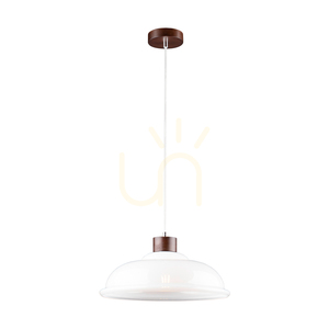 Molde függesztett lámpa, 1xE27, Max. 60 W, bükk- és diófa / átlátszó PVC-kábel / fehér üvegburás lámpaernyő, Ø34 cm small 1