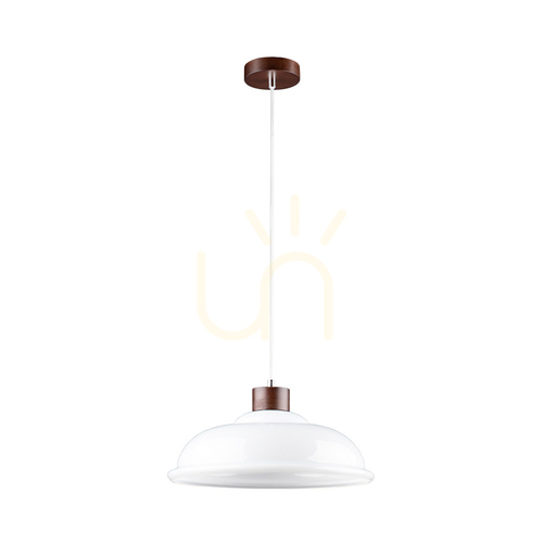 Jelölje be Molde függesztett lámpa, 1xE27, Max. 60 W, bükk- és diófa / átlátszó PVC-kábel / fehér üvegburás lámpaernyő, Ø34 cm