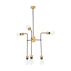 Montix mennyezeti lámpa, 6xE27, Max. 40 W, olajozott tölgy/fekete fém, Ø73 cm small 0