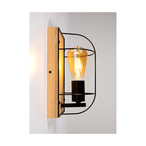Britop Netuno 92041174 fali lámpa, 1xE27, max. 15 W LED, olajozott tölgy/fekete fém, 15 cm small 2