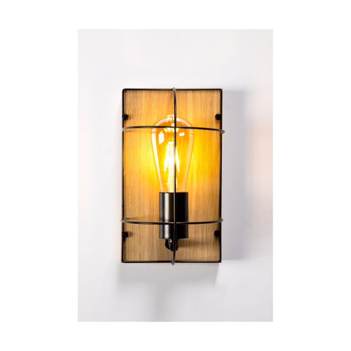 Jelölje be Britop Netuno 92041174 fali lámpa, 1xE27, max. 15 W LED, olajozott tölgy/fekete fém, 15 cm