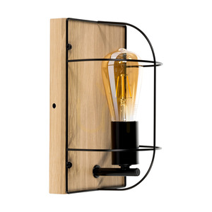 Britop Netuno 92041174 fali lámpa, 1xE27, max. 15 W LED, olajozott tölgy/fekete fém, 15 cm small 0