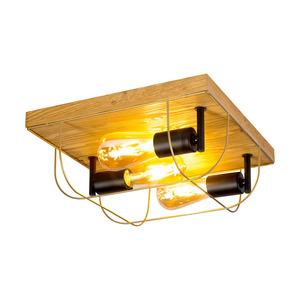 Netuno mennyezeti lámpa, 3xE27, Max. 15 W-os LED, barna színűre festett fenyő / fekete fém / arany színű fém, 34 cm-es lámpaernyő small 1