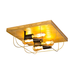 Netuno mennyezeti lámpa, 4xE27, Max. 15 W-os LED, barna színűre festett fenyő / fekete fém / arany színű fém, 40 cm-es lámpaernyő small 1