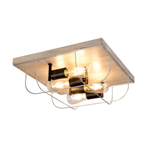 Netuno mennyezeti lámpa, 4xE27, Max. 15 W-os LED, festett fenyő, szürke/fekete fém, ezüst színű fém lámpaernyő, 40 cm small 1