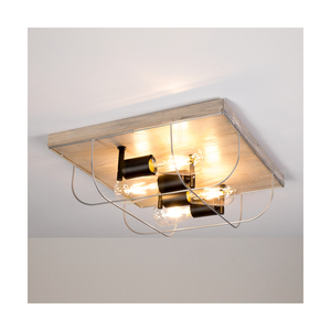 Netuno mennyezeti lámpa, 4xE27, Max. 15 W-os LED, festett fenyő, szürke/fekete fém, ezüst színű fém lámpaernyő, 40 cm small 4