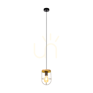 Netuno függesztett lámpa, 1xE27, max.. 60 W-os olajozott tölgy/fekete fém/fekete PVC kábel, Ø 15 cm small 1