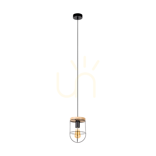 Jelölje be Netuno függesztett lámpa, 1xE27, max.. 60 W-os olajozott tölgy/fekete fém/fekete PVC kábel, Ø 15 cm