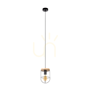 Netuno függesztett lámpa, 1xE27, max.. 60 W-os olajozott tölgy/fekete fém/fekete PVC kábel, Ø 15 cm small 0