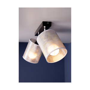 Nevoa mennyezeti lámpa, 2xE27, Max. 25 W, fekete-króm fém/ezüst, 52 cm-es lámpaernyő small 3