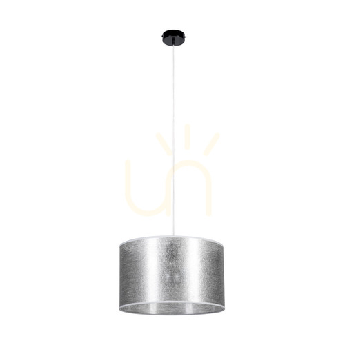 Jelölje be Nevoa függesztett lámpa, 1xE27, Max. 60 W, fekete fém/átlátszó PVC-kábel/ezüst lámpaernyő, Ø40 cm