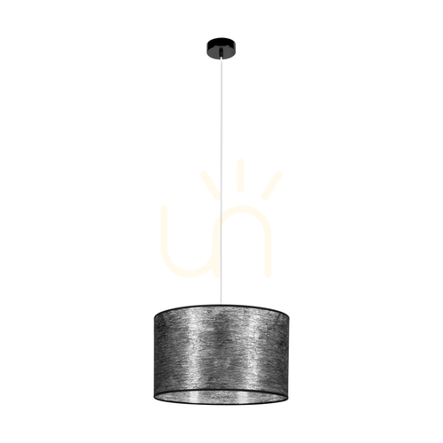 Jelölje be Nevoa függesztett lámpa, 1xE27, Max. 60 W, fekete fém/átlátszó PVC-kábel/fekete lámpaernyő, Ø40 cm