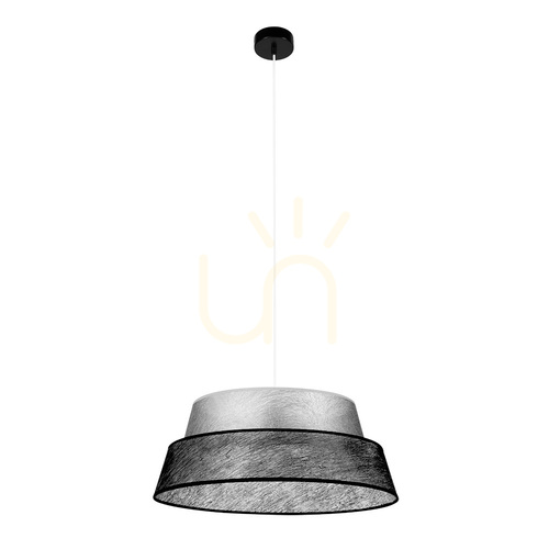 Jelölje be Nevoa függesztett lámpa, 1xE27, Max. 60 W, fekete fém / átlátszó PVC-kábel / ezüst-fekete lámpaernyő, Ø50 cm
