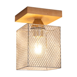Norman Wood mennyezeti lámpa, 1xE27, Max. 25 W, nyírfa/krómozott fém lámpaernyő, 13,5 cm small 1