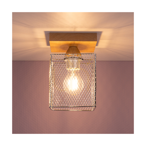 Jelölje be Spot Light Norman Wood 8175160 mennyezeti lámpa, nyírfa és króm, 1×E27