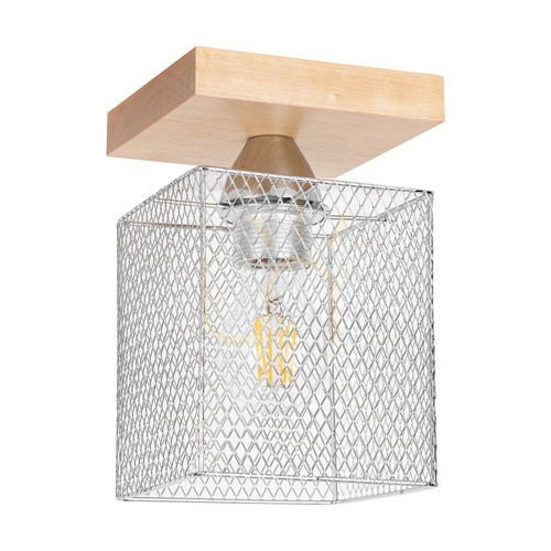 Jelölje be Norman Wood mennyezeti lámpa, 1xE27, Max. 25 W, nyírfa/krómozott fém lámpaernyő, 13,5 cm