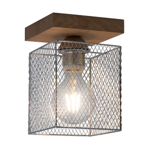 Norman Wood mennyezeti lámpa, 1xE27, Max. 25 W, olajozott tölgyfa/krómozott fém lámpaernyő, 13,5 cm small 1