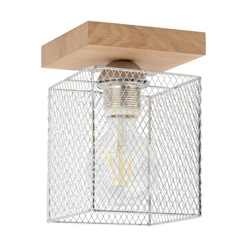 Jelölje be Norman Wood mennyezeti lámpa, 1xE27, Max. 25 W, olajozott tölgyfa/krómozott fém lámpaernyő, 13,5 cm