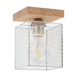 Norman Wood mennyezeti lámpa, 1xE27, Max. 25 W, olajozott tölgyfa/krómozott fém lámpaernyő, 13,5 cm small 0
