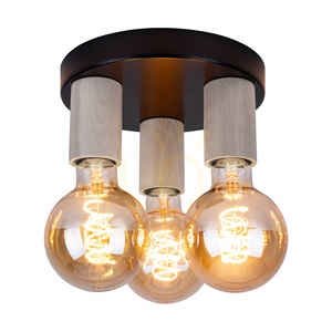 Notri mennyezeti lámpa, 3xE27, Max. 15 W-os LED, fehérített tölgy/fekete fém, Ø20 cm small 1