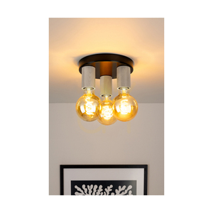 Notri mennyezeti lámpa, 3xE27, Max. 15 W-os LED, fehérített tölgy/fekete fém, Ø20 cm small 2
