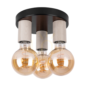 Notri mennyezeti lámpa, 3xE27, Max. 15 W-os LED, fehérített tölgy/fekete fém, Ø20 cm small 0