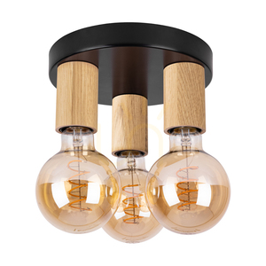 Notri mennyezeti lámpa, 3xE27, Max. 15 W-os LED, olajozott tölgy/fekete fém, Ø20 cm small 0