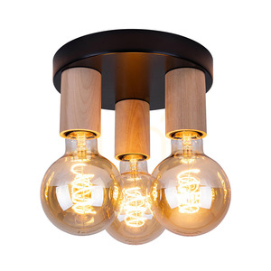 Notri mennyezeti lámpa, 3xE27, Max. 15 W-os LED, nyírfa/fekete fém, Ø20 cm small 1