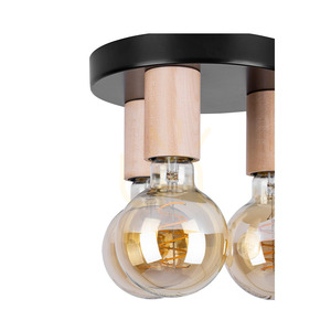Notri mennyezeti lámpa, 3xE27, Max. 15 W-os LED, nyírfa/fekete fém, Ø20 cm small 2