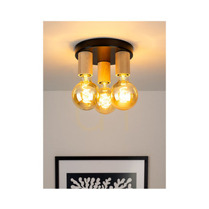 Notri mennyezeti lámpa, 3xE27, Max. 15 W-os LED, nyírfa/fekete fém, Ø20 cm small 3