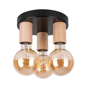 Notri mennyezeti lámpa, 3xE27, Max. 15 W-os LED, nyírfa/fekete fém, Ø20 cm small 0