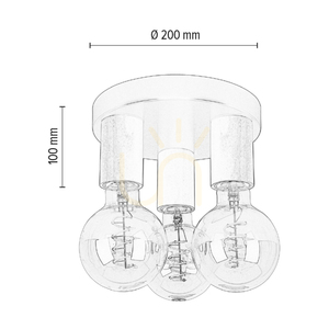 Notri mennyezeti lámpa, 3xE27, Max. 15 W-os LED, pácolt fenyő (dió)/fekete fém, Ø20 cm small 3