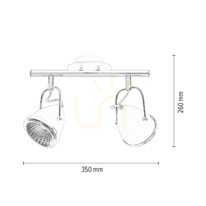 Oliver mennyezeti lámpa, 2 db GU10-es LED-del, max.. 5,5 W, fehér/króm színű fém, 35 cm small 4