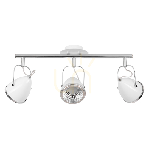 Jelölje be Oliver mennyezeti lámpa, 3 db GU10-es LED-izzóval együtt, max.. 6 W, fehér/króm színű fém, 53 cm
