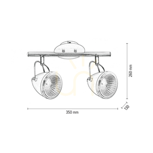Oliver Incl mennyezeti lámpa. 2 db GU10-es LED, max.. 6 W, fekete/króm színű fém, 35 cm small 3